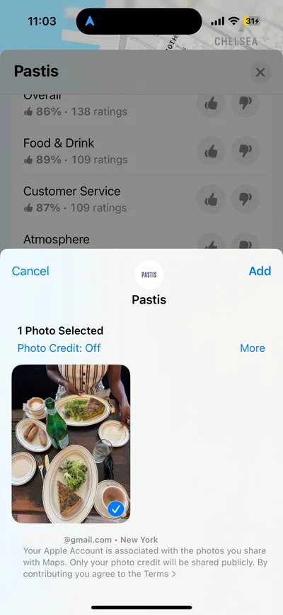 Uploading a photo to Apple Maps, and the world, though anonymously