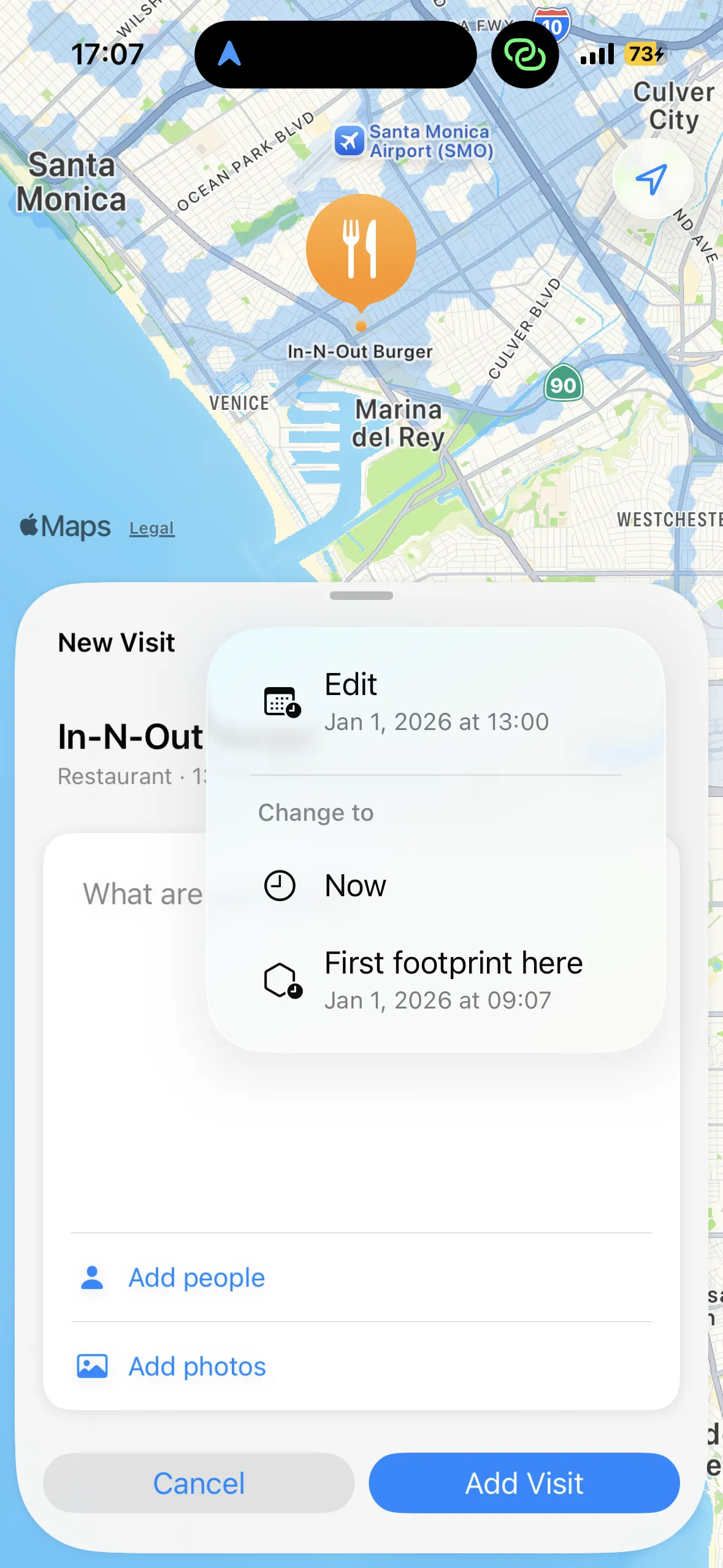 Odyssey suggesting a visit time based on Footprints